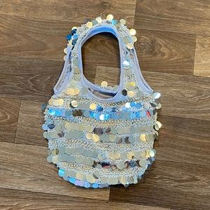 Silver sequin purse